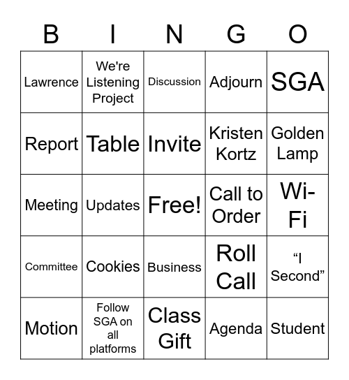 SGA 4/7/2022 Bingo Card