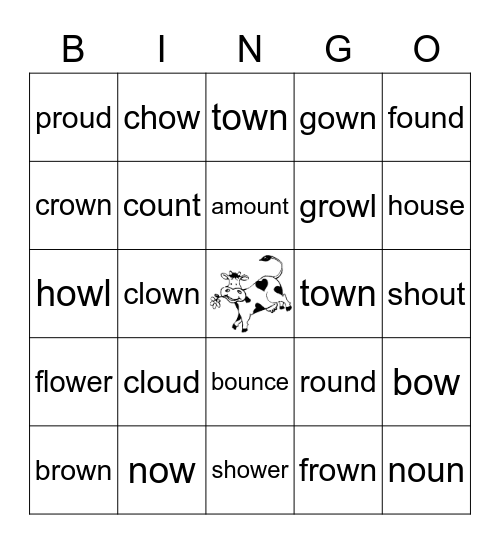 Cow Card Bingo Card