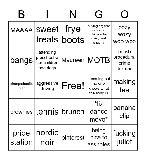 LIZ BINGO Card