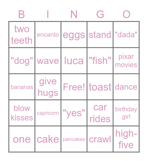 Birthday Bingo Card