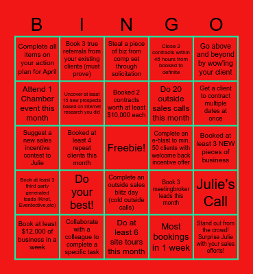 DT Sales Bingo - April 2022 Bingo Card