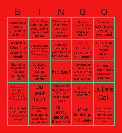 DT Sales Bingo - April 2022 Bingo Card