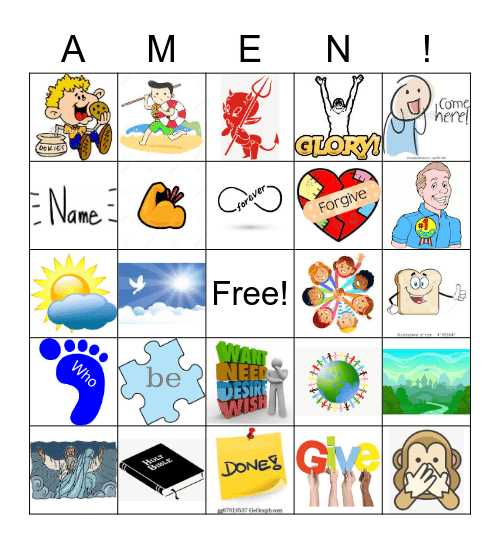 The Lord's Prayer Bingo Card