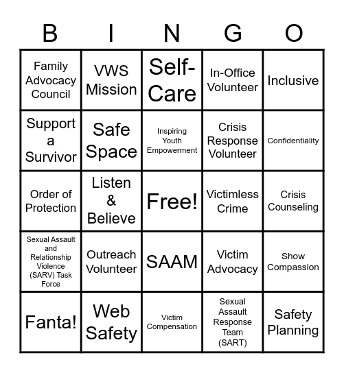 VWS Bingo Card