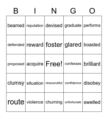 Journeys Unit 4 Vocab. (4th grade) Bingo Card