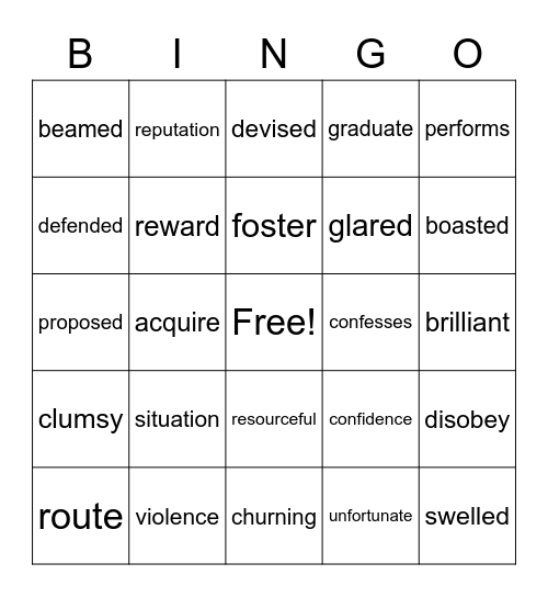 Journeys Unit 4 Vocab. (4th grade) Bingo Card