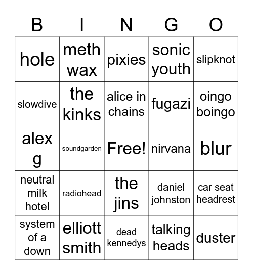 charlie’s music taste😘 Bingo Card