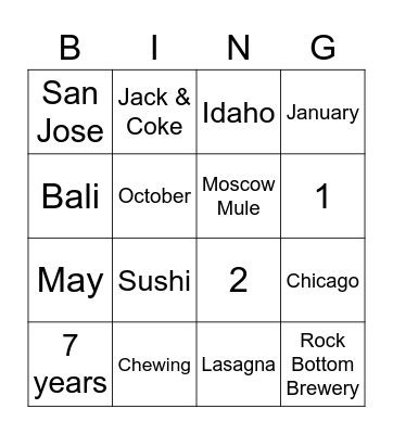 Megan's Bridal Shower Bingo! Bingo Card
