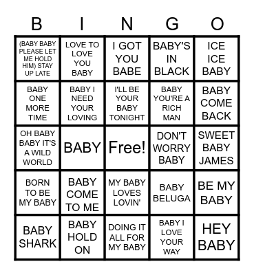 OH BABY BINGO! Bingo Card