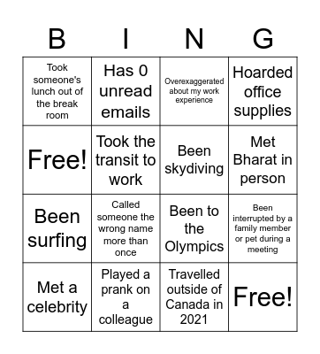 Never have I ever - BOE ACES Edition Bingo Card