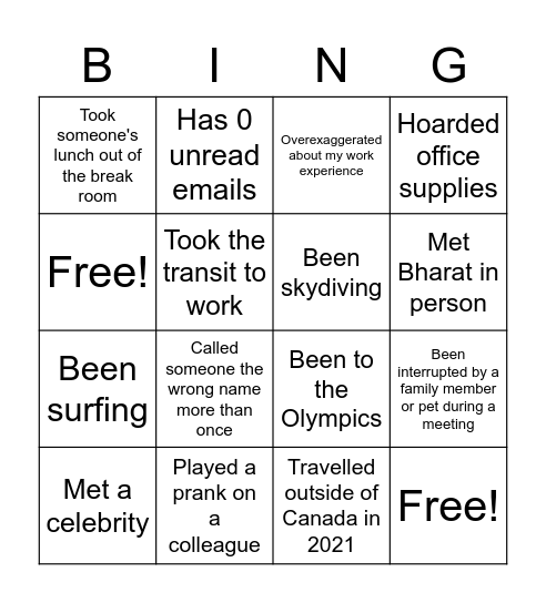 Never have I ever - BOE ACES Edition Bingo Card