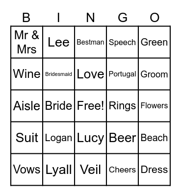 Lucy's Hen Bingo! Bingo Card