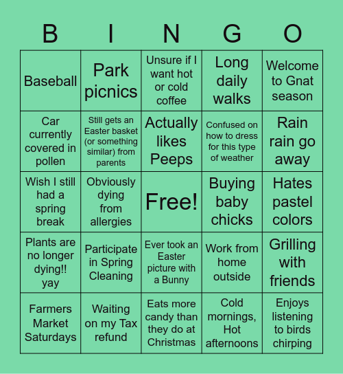 MRT-EOW SPRING BINGO Card