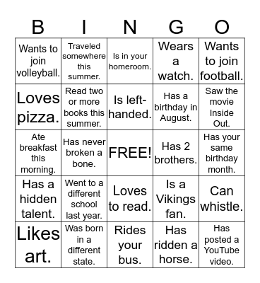 Find Someone Who... Bingo Card