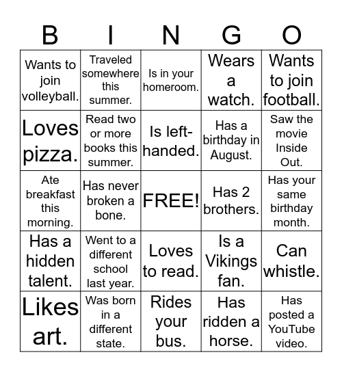 Find Someone Who... Bingo Card