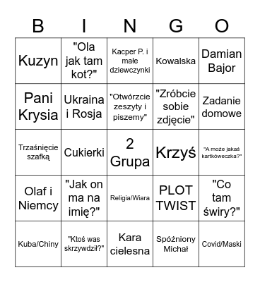 Inglisz bingo Card