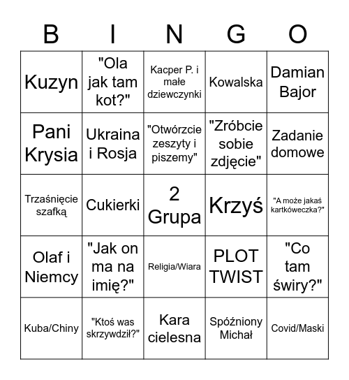 Inglisz bingo Card