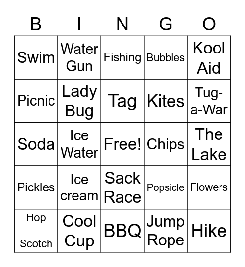 Fun Day in the Park Bingo Card