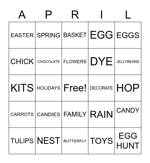APRIL BINGO Card