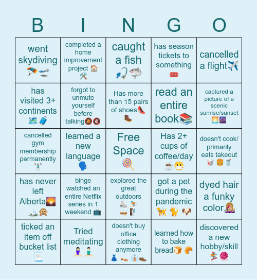 2020-2022 Events Bingo Card