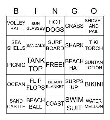 BEACH BLANKET BINGO Card