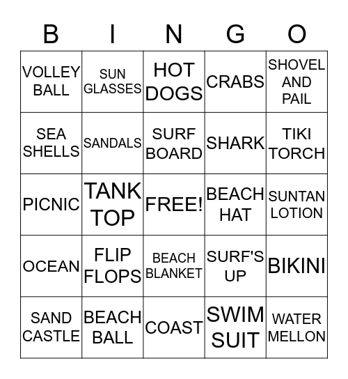 BEACH BLANKET BINGO Card