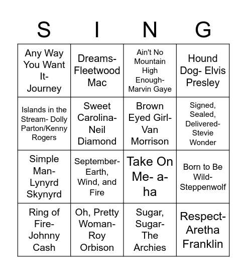 Music Bingo Card