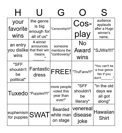 Hugo Award Bingo Card