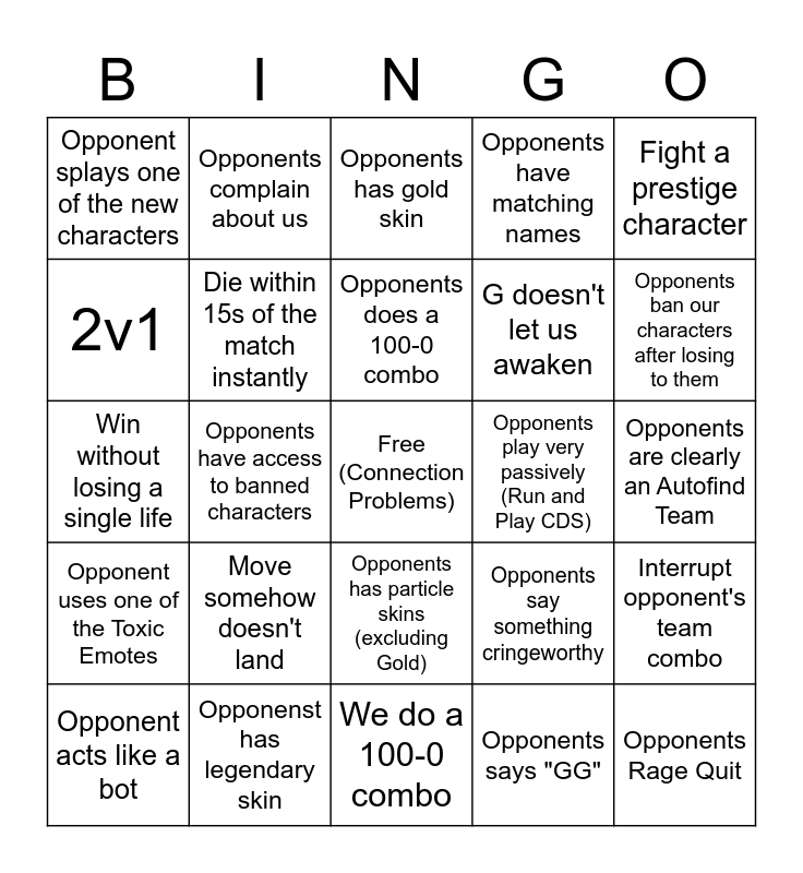 strongest battlegrounds Bingo Card