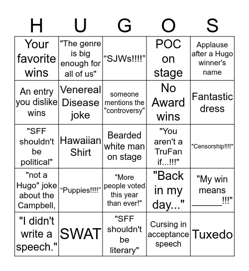 Hugo Award Bingo Card