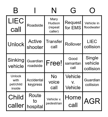 EMER Bingo Card