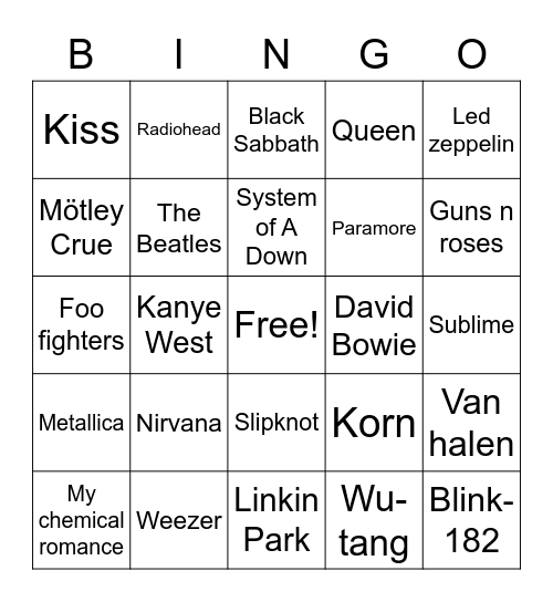 MGK Covers Bingo Card