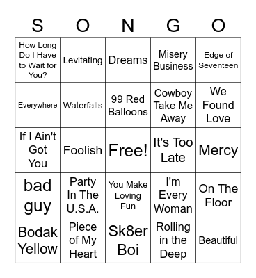 Girl Power 4 Bingo Card