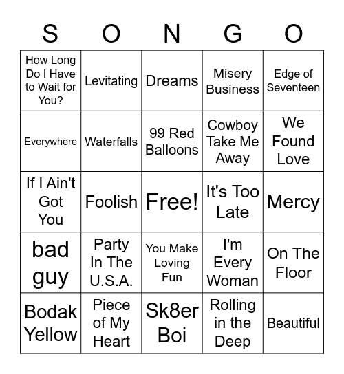 Girl Power 4 Bingo Card