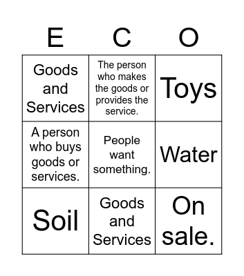 Community Economics Bingo Card
