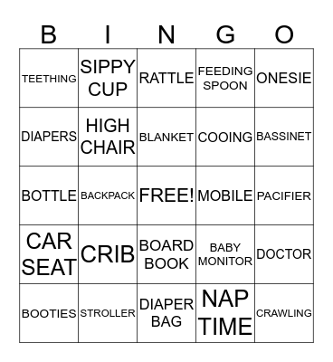 B A B Y Bingo Card