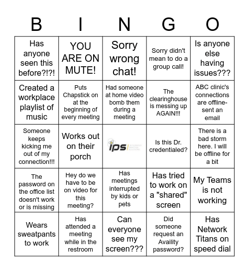 Workplace Bingo- Who Does/Says It?!?! Bingo Card