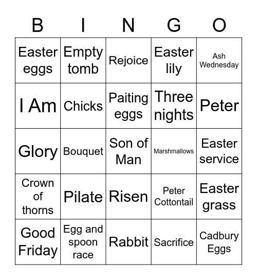 EASTER Bingo Card