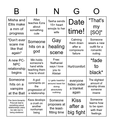 Alexia Gay Predictions Bingo Card