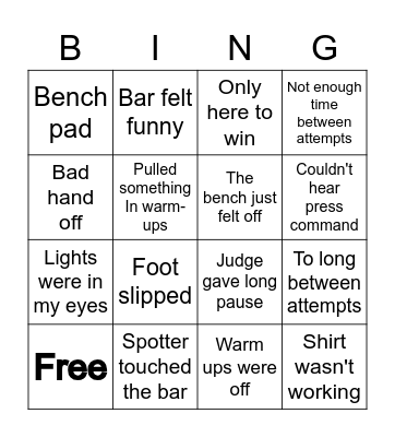 Bomb out Bingo Card