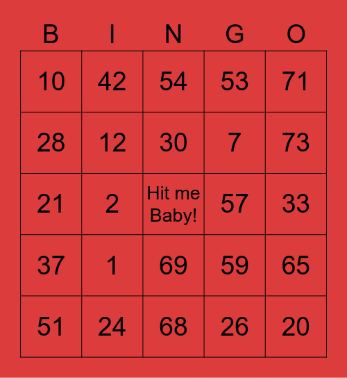 Not your Standard Bingo! Bingo Card