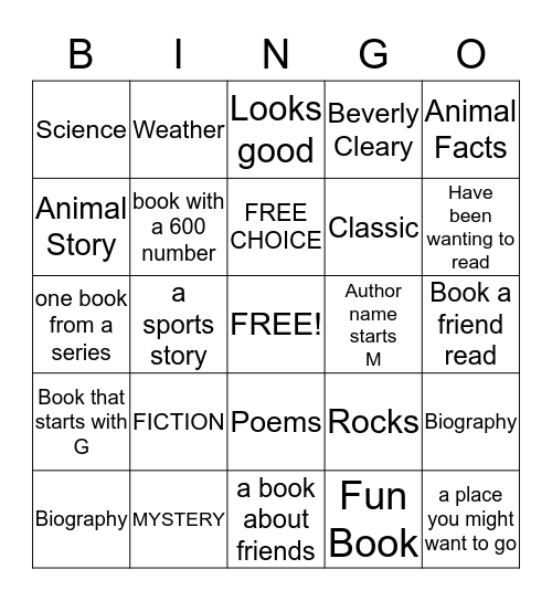 LIBRARY BINGO Card
