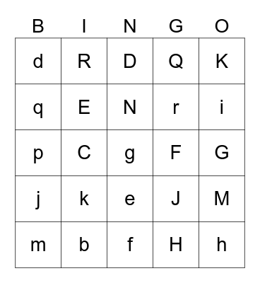 Super Phonics A - R Bingo Card