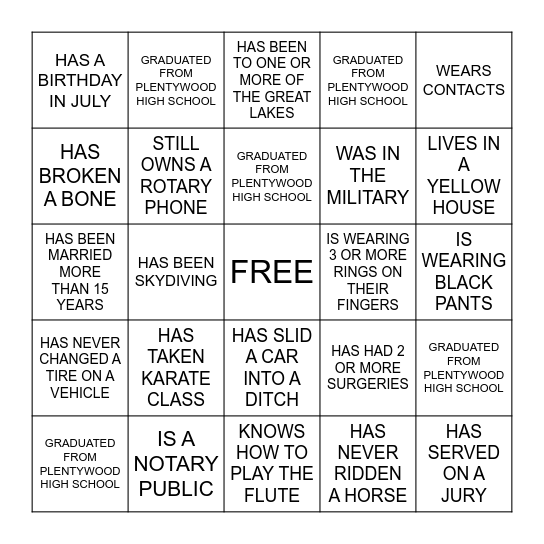 HUMAN BINGO Card