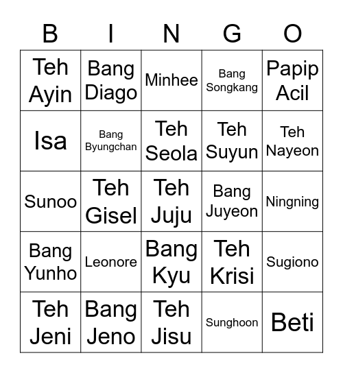 alnSUNGHOON Bingo Card