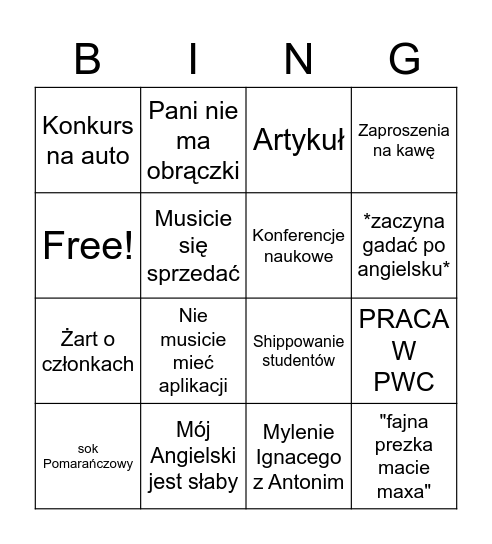 Pawełek bingo Card