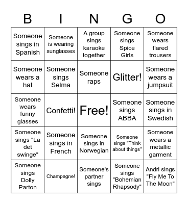 EFTA Party Bingo Card