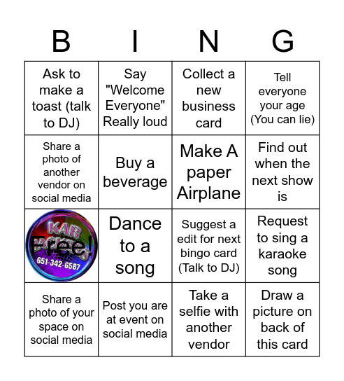 Roosters Craft & Vendor Show Bingo Card