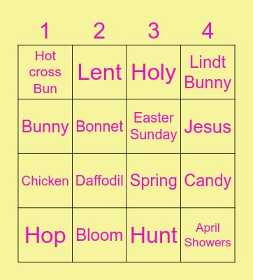 Easter Bingo Card