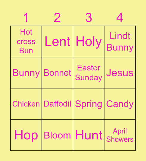 Easter Bingo Card